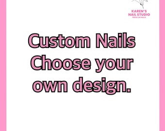 Custom Handmade Gel Press On Nails - Choose your Colour, Design, Shape & Length - Free Express Shipping