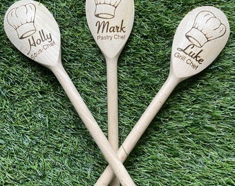 Personalised laser etched wooden spoon.