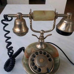 antique marble telephone, vintage telephone, collectible old telephone, landline telephone, home dial telephone, handset telephone