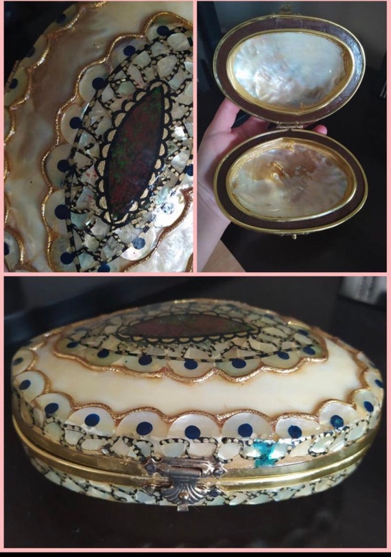 genuine motherofpearl jewelry box, handmade jewelry… Gem