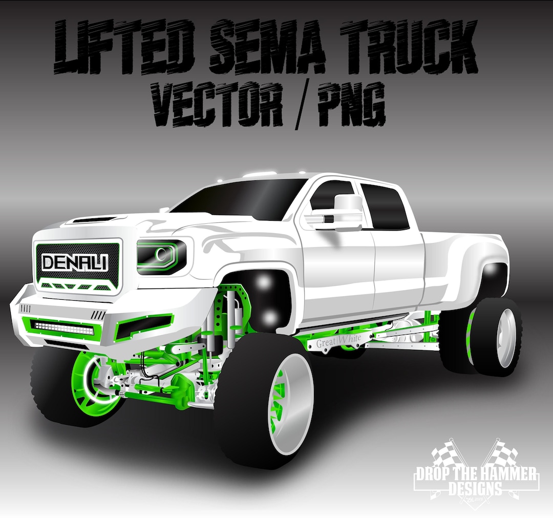 Lifted White Chevy 2500 Denali sema Truck PNG / Vector AI Etsy