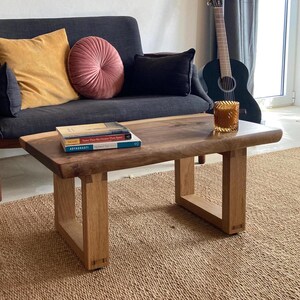 NAKASHIMA IV / Walnut & Oak Coffee Table / Live Edge Coffee Table / Handmade Coffee Table / Walnut Coffee Table