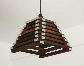 Walnut Pendant Lamp / ASHIMA I / Small hanging lamp (E14) / Japanese Lamp / / Ceiling Lamp / Handmade Lampshade / Wood Lampshade