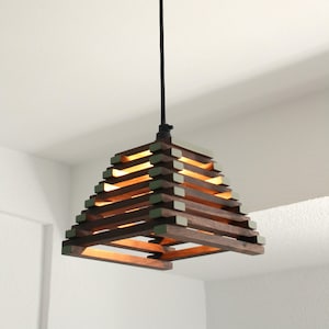 ASHIMA I / Walnut Pendant Lamp / Small hanging lamp (E14) / Japanese Lamp / / Ceiling Lamp / Handmade Lampshade / Wood Lampshade