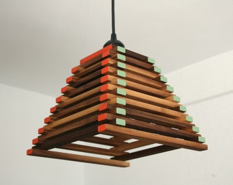 Walnut Pendant Lamp / ASHIMA II / Hanging lamp (E27) / Japanese Lamp / / Ceiling Lamp / Handmade Lampshade / Wood Lampshade