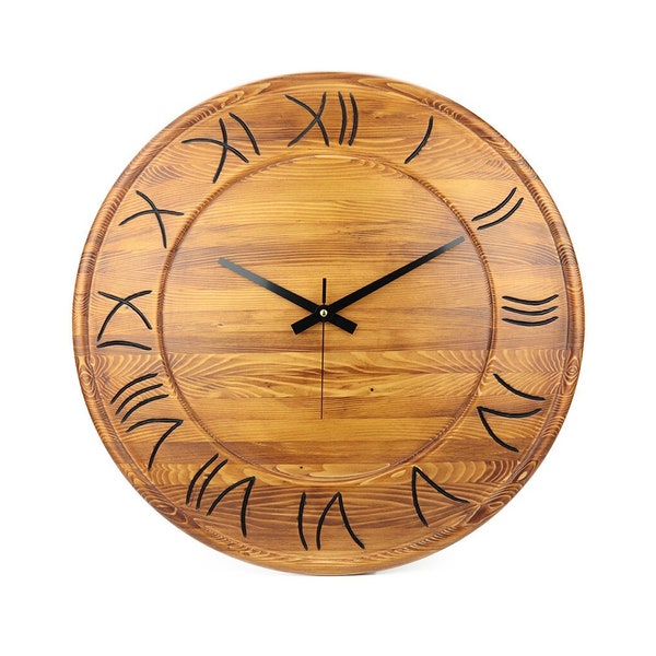 Wall Clock 24 inch 60cm Roman Numerals Round Unique Modern Wooden, Luxury, Unusual Elegant, Analog, Decorative Extra Large, Giant, Best Sale