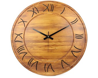 Wall Clock 24 inch 60cm Roman Numerals Round Unique Modern Wooden, Luxury, Unusual Elegant, Analog, Decorative Extra Large, Giant, Best Sale