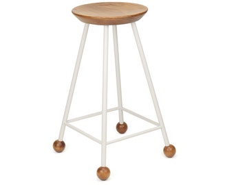 Stool, Backless, Metal, Wooden, Modern, Chair, Industrial, Island, Black, Kitchen, Counter, White, Round, Set of Stools