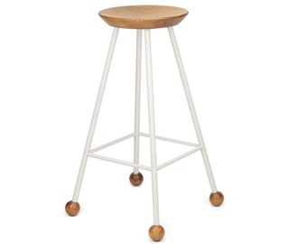 Bar Stool, Backless, Metal, Wooden, Modern, Chair, Industrial, Island, Black, Kitchen, Counter, White, Round, Set of Stools