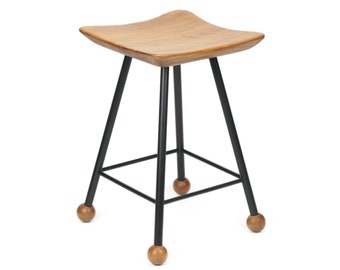 Stool, Backless, Metal, Wooden, Modern, Chair, Industrial, Island, Black, Kitchen, Counter, Round, Curvy Stool, Set of Stools