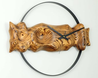 Wall Clock Custom Engraved Wooden, Metal, Unique, Hanging, Elegant, Large, Luxury, Unusual, Decorative, Living Room, Kitchen, Office, 3D