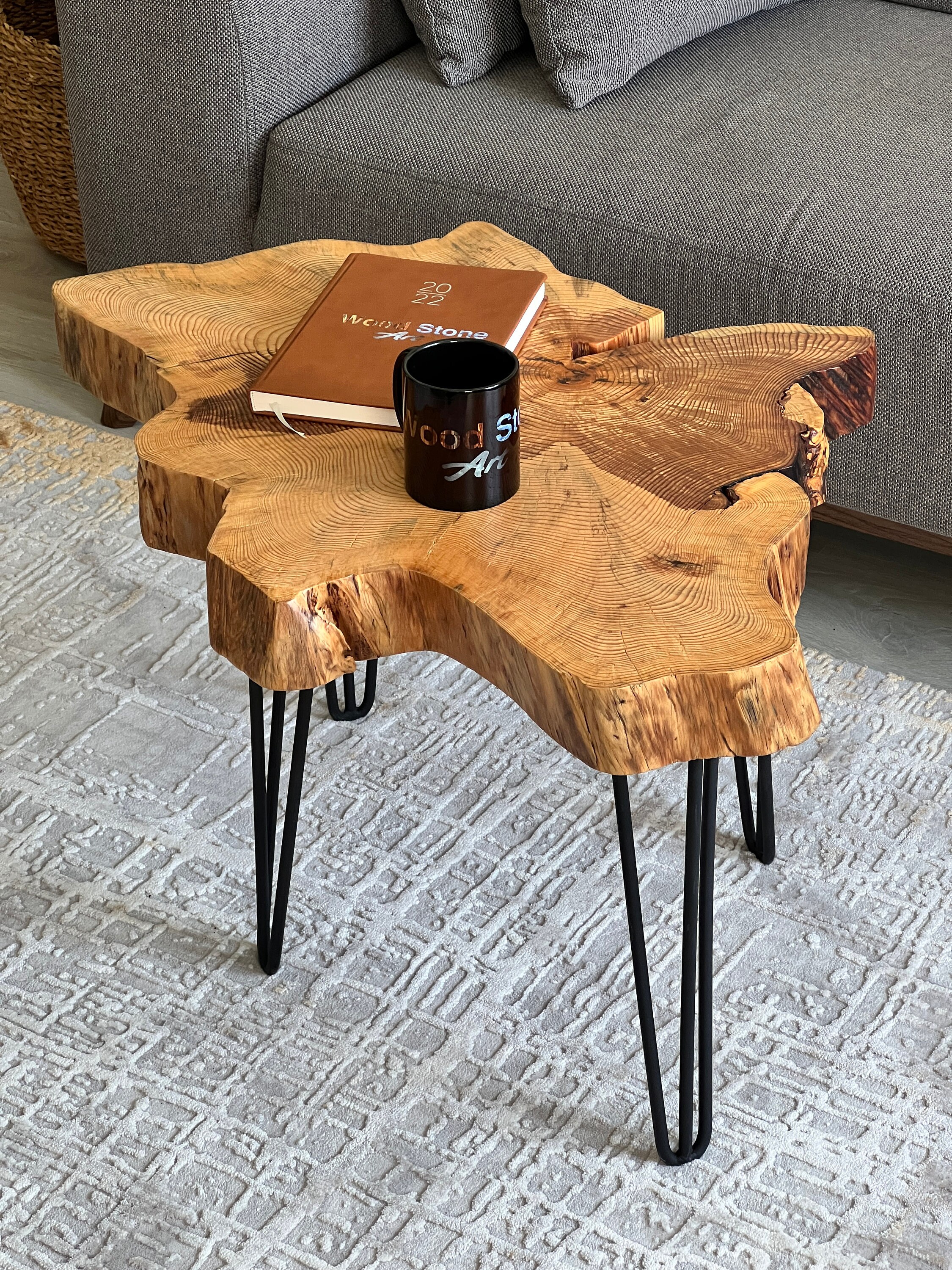 Coffee Table Large Pine Wood Natural Luxury Big Stump Side