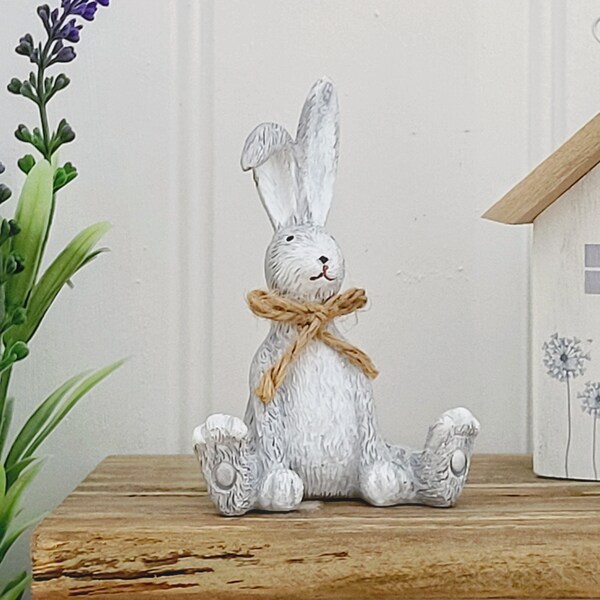 Sitting Grey Easter Bunny Rabbit Ornament Easter Decorations Spring Decor House Ornaments