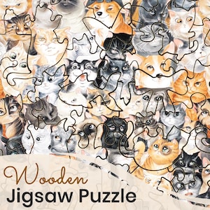 Jigsaw Puzzle Pocket size 40 pcs  - Cat Party - Gift for Cat Lovers, Puzzles for adults and kids, size 4.3 x 3.5 in, Christmas Gift Idea!