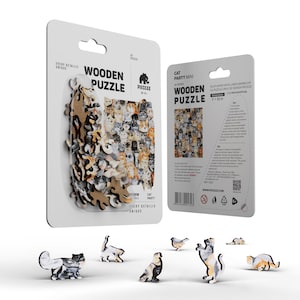 Jigsaw Puzzle Pocket size 40 pcs - Unique Gift  small wooden puzzle, Party favor idea! Size 4.3 x 3.5 inch, Christmas Gift Idea!