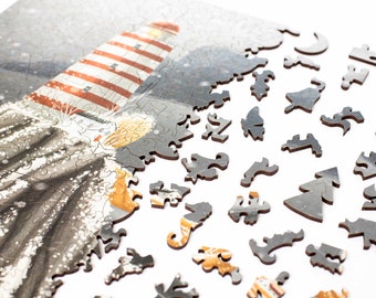 Lighthouse Wooden Jigsaw Puzzle - Unique Art, 250 Pieces