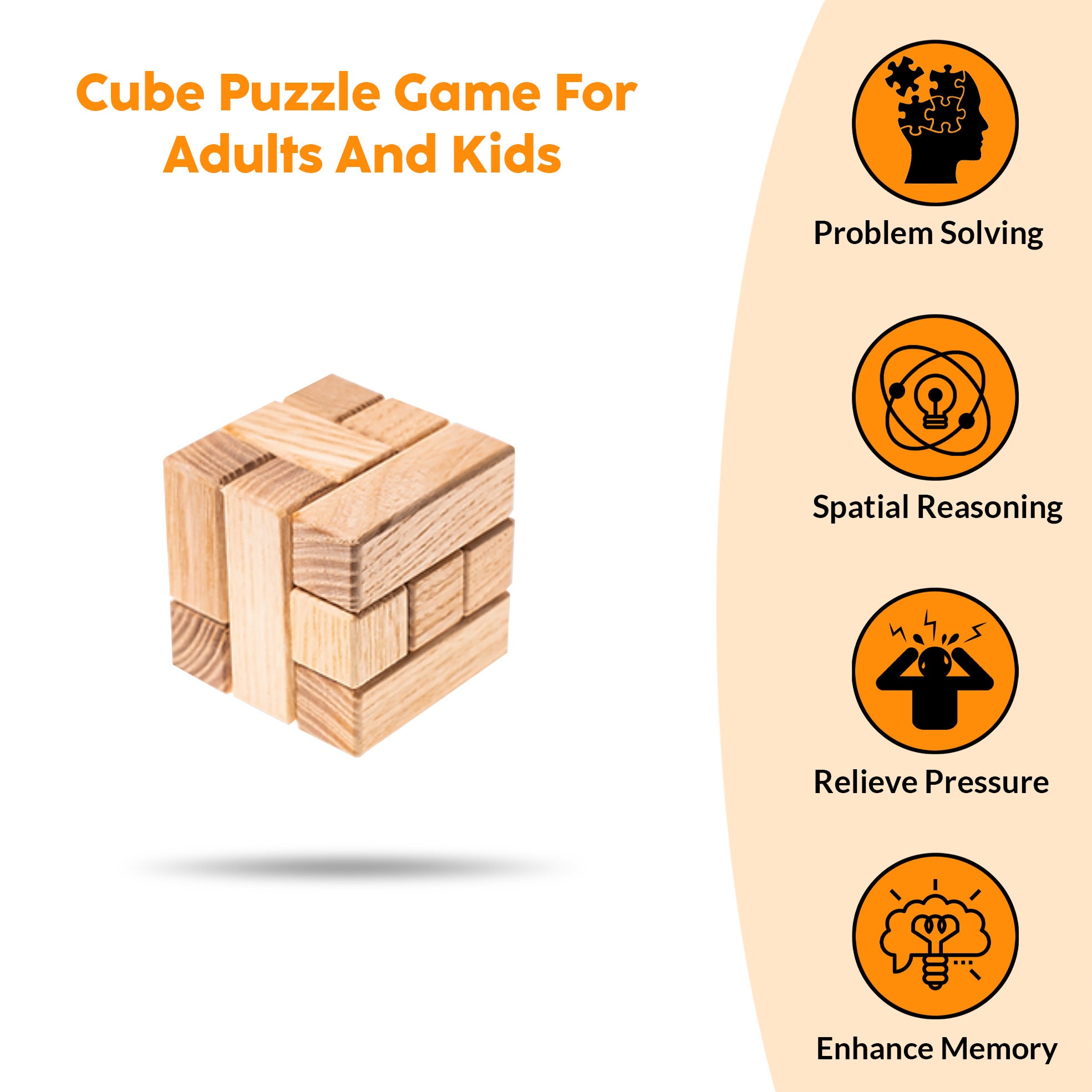 Wooden Soma Cube 3D Puzzle Brain Teaser, STEM, Hard Puzzle. Great Gift ...