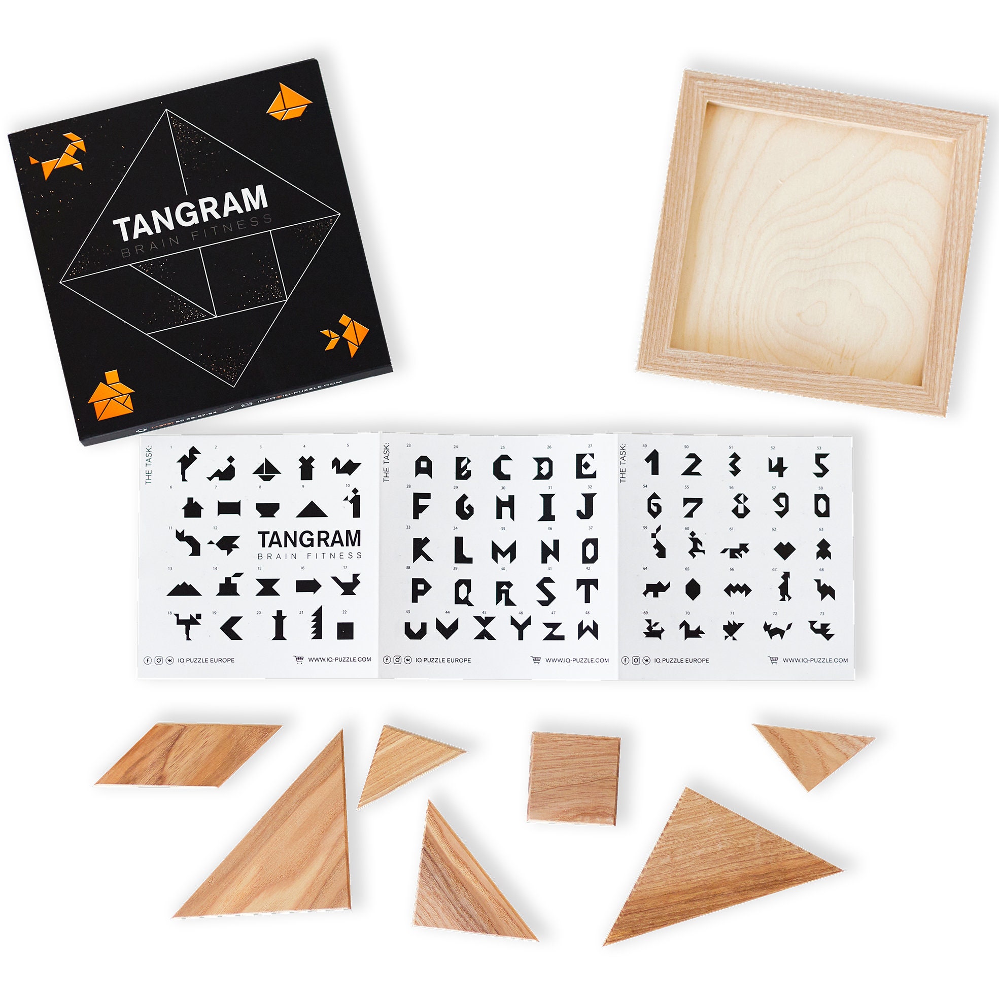 Wooden Tangram Puzzle Set - Geometric Brain Teaser, IQ Game - Etsy