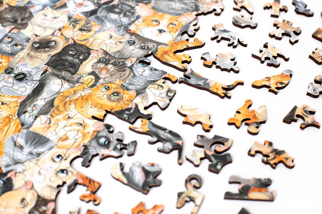 Unique Art Wooden Puzzle 250 Pieces Cat Party High Quality Puzzle for
