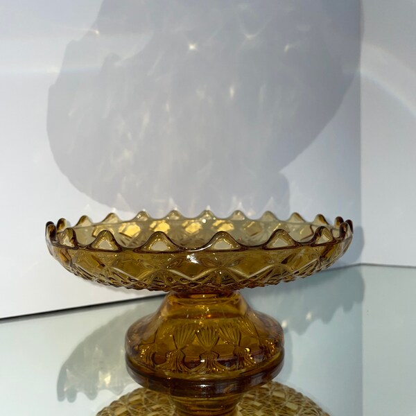 VIntage Fenton Amber Glass Candy Dish Serving Tray