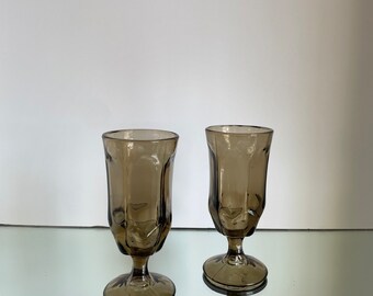 Juego de 2 copas de champán ahumadas VINTAGE MCM Druz Royal Heritage