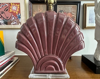 Lámpara Art Déco vintage de cerámica con base de lucita