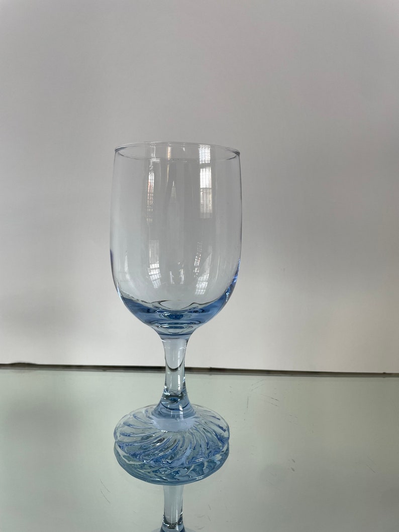 Vintage Libbey Frosty Blue Swirl Stem Wine Glasses RETRO BARWARE Etsy