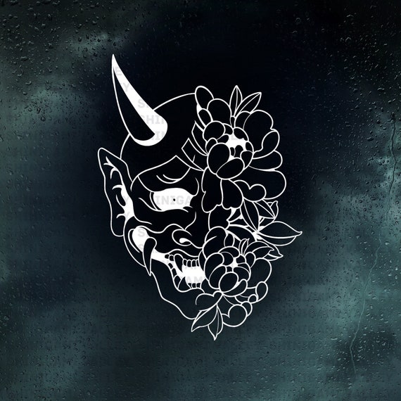 Oni Hanya Mask Japanese Mask Transfer Car Vinyl Decal Mirrored version