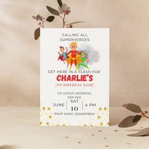 Superheroes Party Invitation • Digital Invitation • Personalised Party Invite