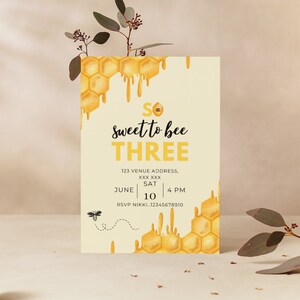 Yellow Bee Party Invitation • Digital Invitation • Personalised Party Invite