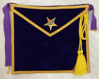 Masonic Oes Apron, machine Embroidered Masonic OES Worthy Patron/Matron Apron Purple