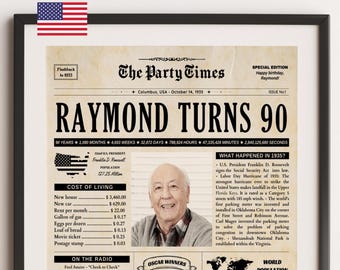 90th Birthday Newspaper Poster: 1935 Facts & Events