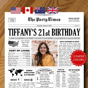 21. Geburtstag Zeitung Poster, 21. Geburtstag Geschenk für Sie oder Ihn, 2004 Zeitung, Zurück in 2004 Poster Sign DRUCKBARE, Geburtstag Dekorationen