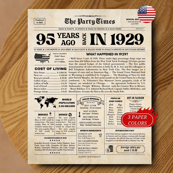 Birthday Newspaper - Etsy