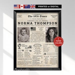50 Years Gift for Women or Men | 1976 Birthday Newspaper Poster | Printable Poster