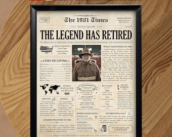 Custom Firefighter Retirement Gift | Fire Chief Retirement Newspaper Poster | ANY YEAR