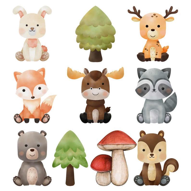 10 Waldtiere SVG PNG Clipart Waldtiere Clip Art Aquarell - Etsy Schweiz