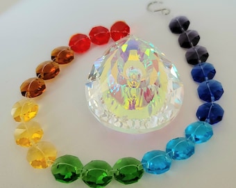 Chakra Suncatcher Rainbow Decor  Giant suncatcher Prism Boho Bedroom Décor  Window Décor Meditation  Light catcher Mobile