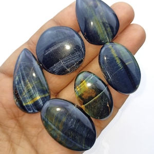 Natural Blue Tiger Eye Gemstone Cabochon - Tiger Eye jewelry - Hawk-Eye cabochon - Tiger&#39;s eye - Multi Jewelry Making Stone, Loose Gemstone