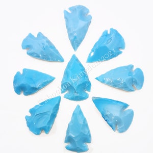 Arizona Turquoise Man-made Arrowhead Shape Glass Gemstone - Arizona Turquoise, Carved Stone - Multi Jewelry Making Stone - Loose Gemstone