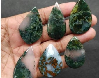 Natural Moss Agate gemstone Cabochon - Green Moss Agate Jewelry - AAA moss cabochon, moss agate - Multi Jewelry Making Stone, Loose Gemstone