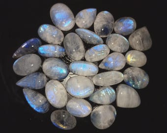Natural Rainbow Moonstone Gemstone Cabochon - Rainbow Moonstone Cabochon, moonstone cabochon lot, Multi Jewelry Making Stone, Loose Gemstone