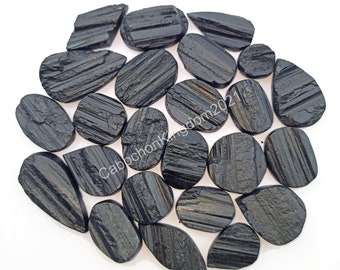 Natural Black Tourmaline Druzy Gemstone Cabochon - cabochon by weight - tourmaline wholesale lot - loose gemstone lot, AAA quality mix shape