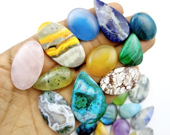Natural Gemstone Mixed Cabochon - Mix Shape & Size Flatback Cabochon - Wholesale lot - Cabochon - Multi Jewelry Making Stone, Loose Gemstone