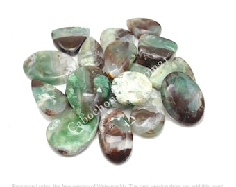 Cabochon di pietra preziosa di calcedonio verde naturale, pietra di calcedonio verde fatta a mano, pietra lavorata a mano per la creazione di gioielli - forma mista di qualità AAA