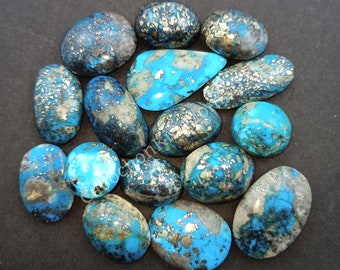 Natural Turquoise with Pyrite Gemstone Cabochon - Morenci Turquoise cabochon,  Turquoise gemstone, loose gemstone lot, AAA quality mix shape