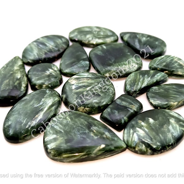 Natural Seraphinite Gemstone Cabochon - Seraphinite jewelry - Green Seraphinite Gemstone - Multi Jewelry Making Stone - Loose Gemstone Lot