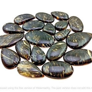 Natürlicher Feder Achat Edelstein Cabochon - Schwarzer Feder Achat Cabochon - Feder Achat Stein, Multi Schmuckherstellung Stein, lose Edelstein viel