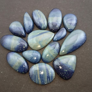 Natural Blue Slag & Sieber Agate/Leland Blue Gemstone Cabochon - Leland Blue Jewelry, blue slage, loose gemstone lot, AAA quality mix shape