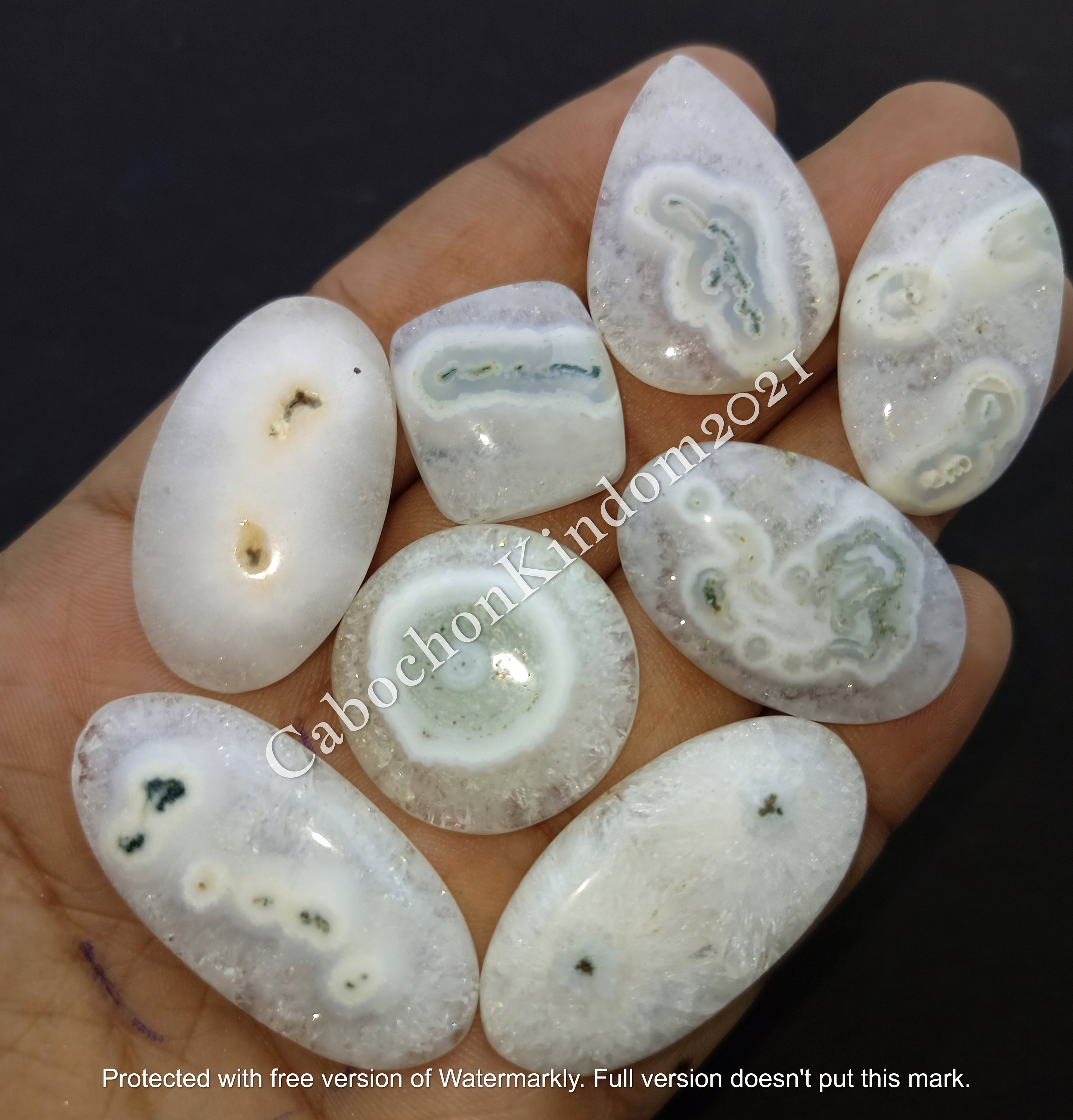 Natural White Solar Quartz Gemstone Cabochon Solar Quartz Jewelry Solar